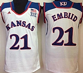 Kansas Jayhawks 21 Joel Embiid White College Basketball Jersey,baseball caps,new era cap wholesale,wholesale hats